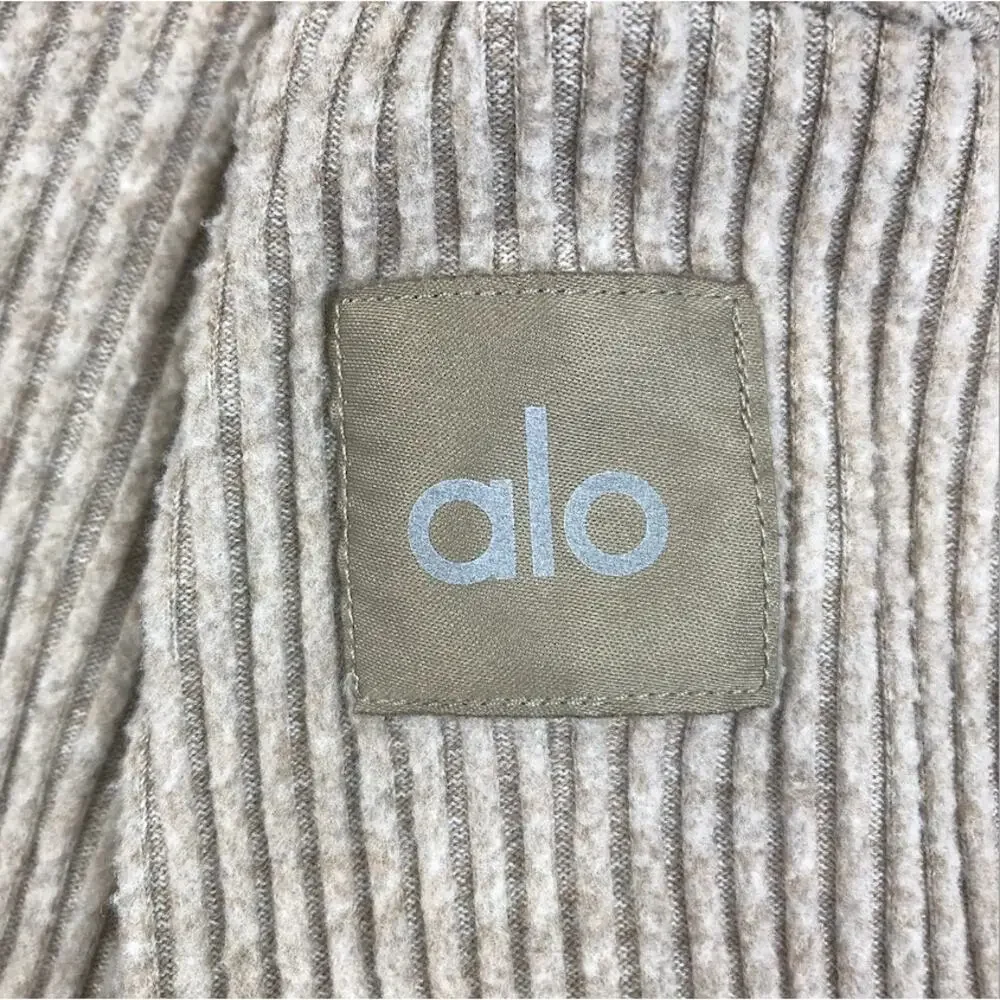 ALO YOGA Muse Ribbed Knit Cropp Hoodie Sz S Athletic Everyday Outdoor City Chic